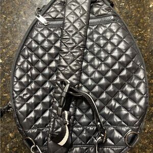 Oliver Thomas Quilted Black Tennis Backpack, Sling Bag